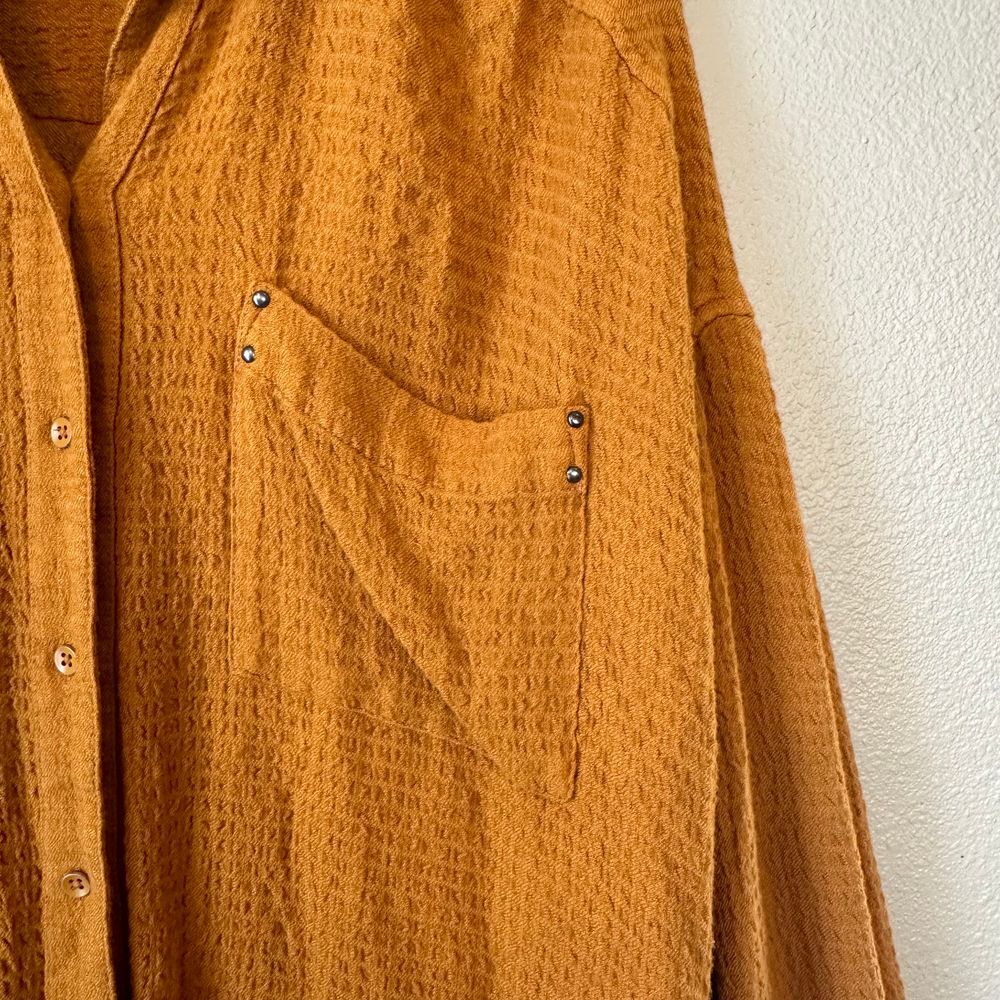 Free People Oversized Button-Down Shirt in Mustard - Picture 6 of 12